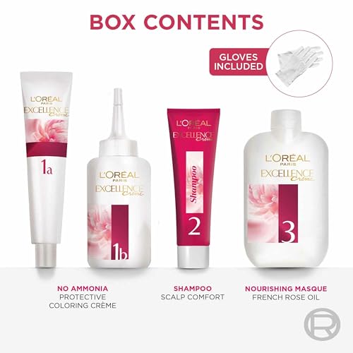 L'Oreal Paris Excellence Creme Hair Color, 4 Natural Brown, 72ml+100g