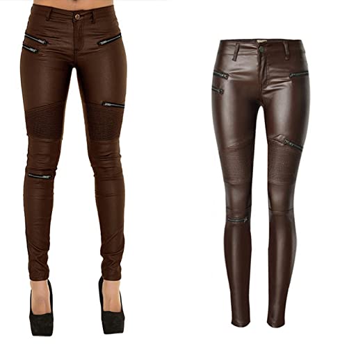 Women's Pu Slim Pants Faux Leather Stretch Skinny Jeans Pencil Pants Biker Pants3