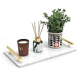 XZHXFX Guest Towel Holder Tray for Bathroom,Marble Slab with Handles -Napkin Holder for Kitchen - Bathroom Tray (Gold,Large)