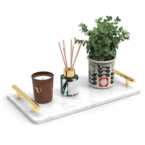 XZHXFX Guest Towel Holder Tray for Bathroom,Marble Slab with Handles -Napkin Holder for Kitchen - Bathroom Tray (Gold,Large) by XZHXFX - Used condition - US$26.13