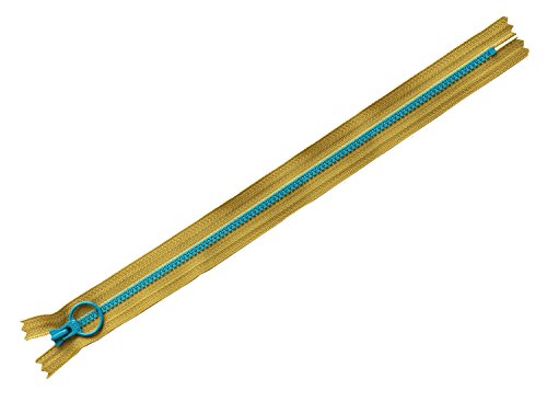 Y.K.K コンビファスナー カーキ×ブルーグリーン 30cm 5本入 3VSC30-297