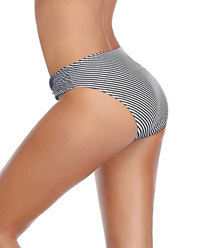 Image of Tempt Me Women Twist Bikini Bottom Moderate High Cut Bathing Suit Bottoms Ruched Swimsuit Bottom