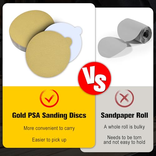 SPEEDWOX 50 Stück 12,7 cm Gold PSA Schleifscheiben, Körnung 240, selbstklebend, Aluminiumoxid, für DA-Schleifer, Winkelschleifmaschine, Metall, Holz, Kunststoffe