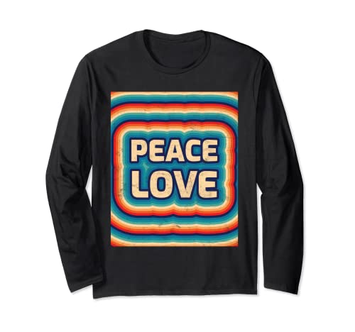 Peace Love 70s Retro Groovy Hippie Vintage Coloré Hippie Manche Longue