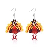 Cute Acrylic Animal Drop Earrings Colorful Boots Chicken Hen Dinosaur Lovely Panda with Bamboos Funny Animal Dangle Earrings For Women Christams Birthday Gift-Turkey