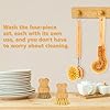SAMEBUTECO Bamboo Dish Brushes Sets 4 Tools in One Kitchen Clean Dish Scrubber for Pots Pans Bottles with Natural Bristles (Bamboo Brushes Sets) #4