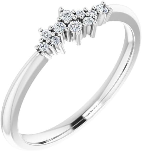 Sonia Jewels Solid Platinum .08 Cttw Diamond Stackable Wedding Anniversary Cluster Ring Band (Width = 4.3mm) - Size 8