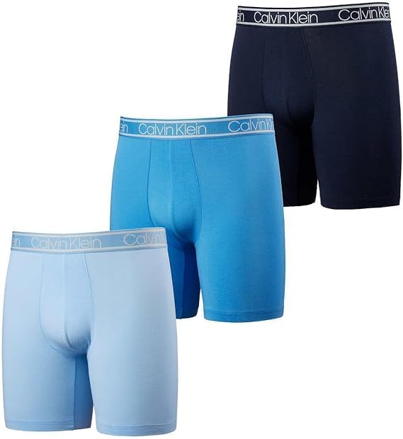 Men`s Microfiber Boxer Briefs Pack of 3 (US, Alpha, X-Large, Regular, Regular, NAVY/BLUE/LIGHT BLUE)