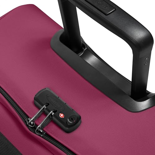 Image of EASTPAK Tranverz L - 121L Large Soft Sided Checked Luggage, Dual Compartments, TSA Lock, Compression Straps & Smooth Inline Wheels, Wine Burgundy