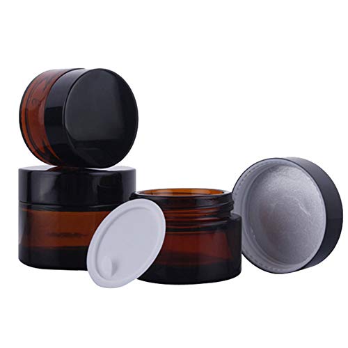 3Pcs 5Ml/0.2Oz Amber Glass Empty Refillable Cosmetic Jars With Black Cap And Liner Facial Cream Lotion Cases Boxes Pots Tins Containers Dispense Sample Bottle For Cosmetic Cream Balm Storage #TOP9