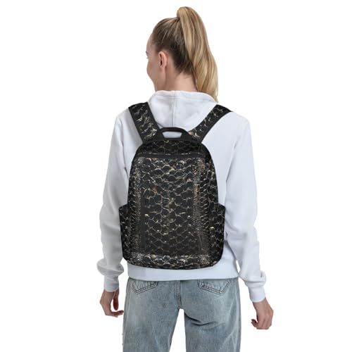 Sac à dos léger imprimé peau de serpent noir et blanc au design python exclusif - 7