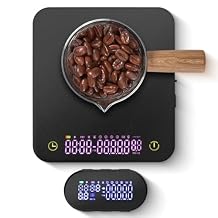 Mini Coffee Scale with Wirelss Magnetic Display, 3kg/0.1g Espresso Scale with Flow Rate Display, Portable Digital Coffee Scale with Multiple Mode Timer for Espresso, Pour-Over