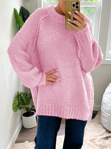 Image of Saodimallsu Womens Oversized Sweater Fuzzy Long Sleeve Casual Tunic Sweater