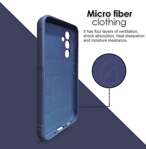 Image of A rtistque Liquid Silicone Stripes Back Cover Case for Samsung Galaxy M14 5G | with Camera Protection | with Inner Fabric | Anti Slip Grip | AirBag Case - Blue