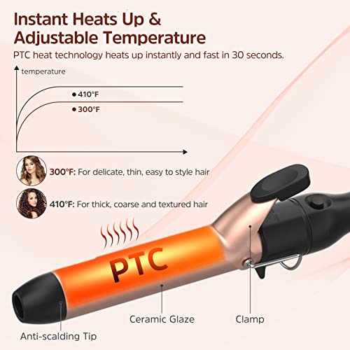 Curling Iron, 6 in 1 Curling Wand Set with Hair Straightener Brush, Professional Hair Curler with 6 Interchangeable Ceramic Barrels, Instant Heat Up Hair Iron with Heat Resistant Glove by Yovikin - Thumbnail 4