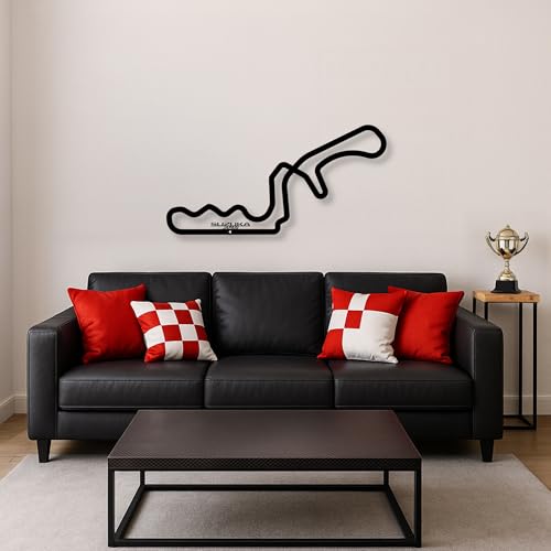 Déco murale aluminium F1 Suzuka 100x50, sculpture métal circuit automobile pour mur garage et salon