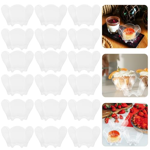STOBAZA 24 Pack Mini Parfaits Dessert Cups 3 Oz 90ml Clear Appetizer Parfait Cups, Wedding, Birthday Party Serving Bowl - Petal Shaped Dessert for Cake Puding Sundae Bowl Cups
