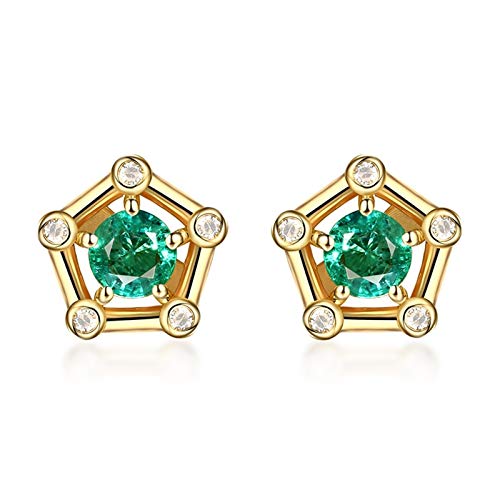 Boucles d'oreilles en or jaune 18 carats pentagone émeraude : le cadeau idéal pour femme