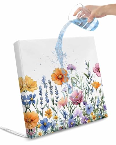 2 Pack Spring Floral Waterproof Cushion Covers with Ties, Outdoor Patio Chaise Lounge Chair Seat Cushion Slip Covers Replacement(Only Cover) Pastoral Flowers Watercolor 20