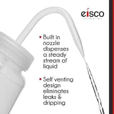 EISCO 6PK Chemical Wash Bottle, Blank Labels, 500ml - Wide Mouth, Self Venting, Low Density Polyethylene - Performance Plastics Labs
