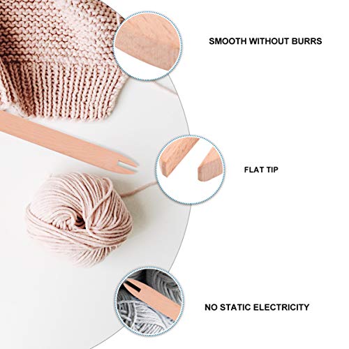 Healifty 2pcs Natural Wooden Shuttles Weaving Sticks Knitting Tool Sewing Accessories for Sweater Scarf Tapestry Knitted Crafts 30.4 x 2.5 x 0.4cm - Thumbnail 7
