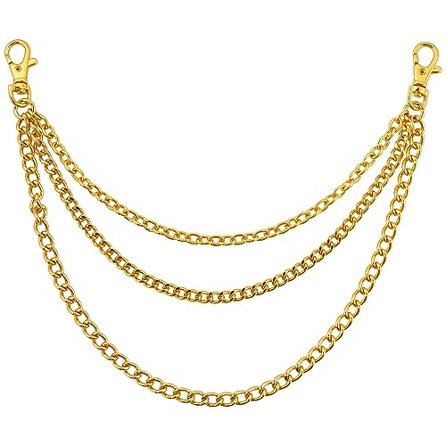 Gold/Silver Customizable Pocket Watch14 Inch Chain with Twisted Thick & T Bar & Lobster Clasps Custom Watch Chain Link Vest for Your Pocket Watch