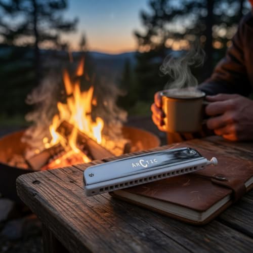 Image of ARCTIC C Key 24-Hole 48-Tone Chromatic Harmonica - Silver | Excellent Airtightness, Smooth Airflow, Easy Note Changes, Responsive Slide, Clear Expressive Tone