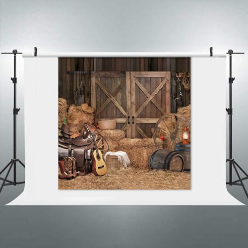 10x10ft Western Backdrop Western Party Decorations Rodeo Wild West Country Barn Door Photo Background for Photoshoot Cowboy Party Banner Studio Photo Booth Props for Photoshoot by ChloropLastid - Used condition - Image 5