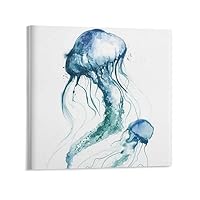 クラゲの絵 ミニ絵画 12cm角 絵画 原画 クラゲの絵 クラゲ 絵画 inabayuka 通販