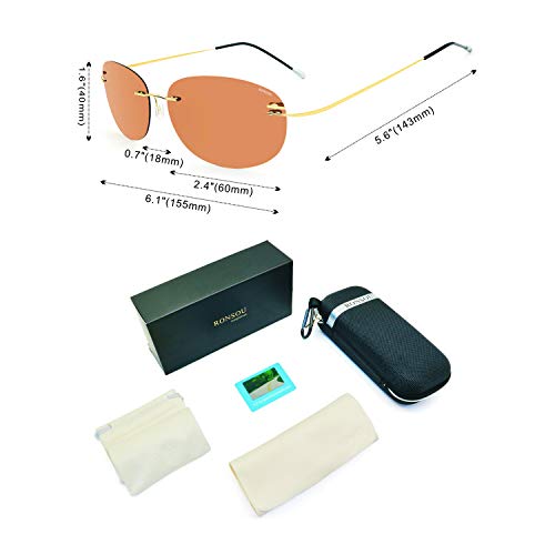 Image of RONSOU Ultralight Rimless Polarized Sunglasses for Men Women Vintage Titanium Frameless Colorful Fashion Shades