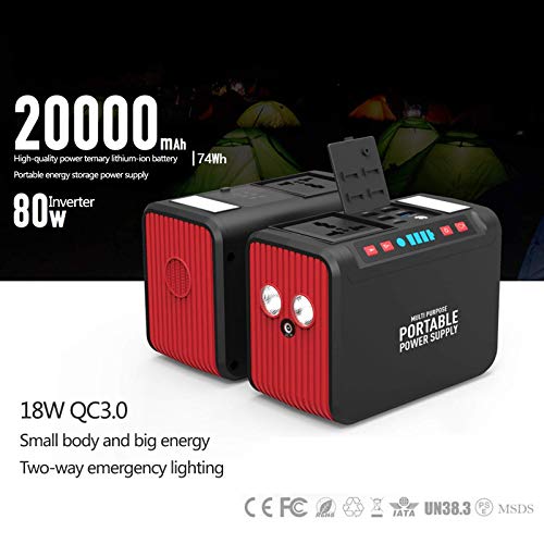 HLDUYIN Solar Generator Power Plant, Portable Solar Inverter 20000Mah Home Solar Emergency Lighting Power Supply 80W for Portable Campfire Outdoor Drone - Image 3