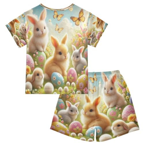 Rabbit Butterfly Easter Egg Pajama Set Short Sleeve Summer Pajamas Shorts Sets PJ Clothes Set Soft 5Y2