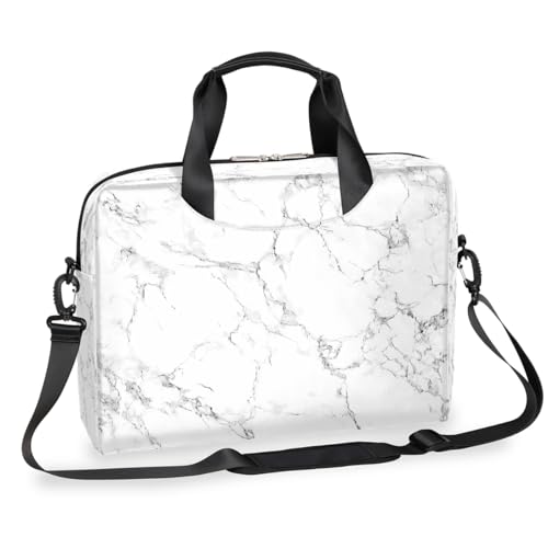 Mochila para laptop negra con diseño textura mármol blanco