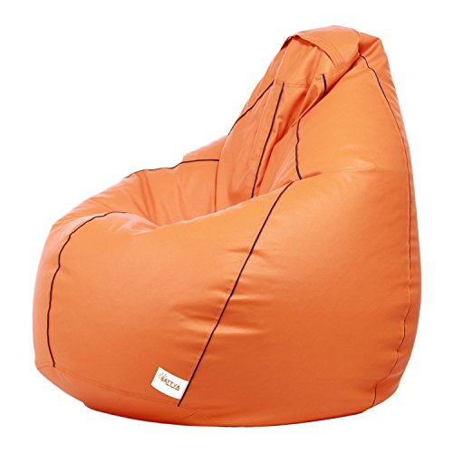 Image of SATTVA Classy.Elegant.Stylish Bean Bag Filled with Beans Orange with Navy Blue Piping XXXL