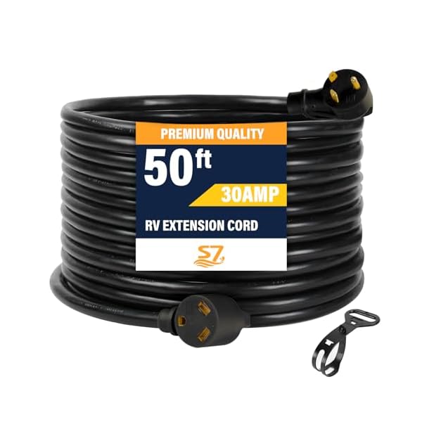 50FT RV 30Amp TT-30P/TT-30R 125 Volts/3750 Watts Heavy Duty Extension Cord with Grip Handle