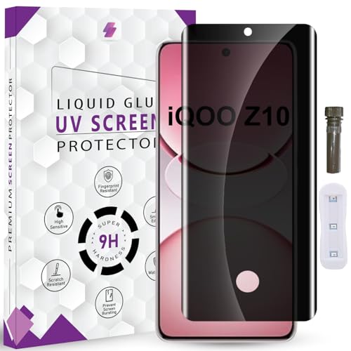 Image of Advanced HD+ UVPrivacy Tempered Glass Screen Protector for iQOO Z10 (6.77 Inch, Pack 1) Clear Glass Edge to Edge Coverage Anti-Spy /Anti-Peeping 9H Hardness Screen Guard with Installation Kit