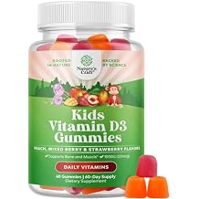 Chewable Vitamin D Gummies for Kids-Delicious Kids Vitamin D 1000 IU Per Serving Gummy Vitamins for and Toddlers Immune Support Plus Muscle Teeth and Bone Health - Gelatin Free Fruit Flavors 60 Count