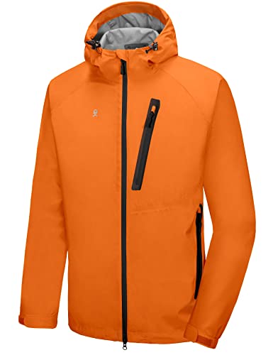 Little Donkey Andy Men's High-Performance Waterproof Rain Jacket Ultra Lightweight Outdoor Rain Coat Shell For Golf Orange S #TOP5