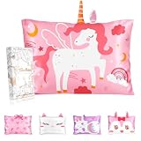 Miss Adola Silk Pillowcases for Kids - Standard Size 20'x26' Cartoon Soft Breathable Pillow Cases for Hair and Skin with Hidden Zipper Cute Kawaii for Teens Girls Boys Sleeping, Bedding, Unicorn