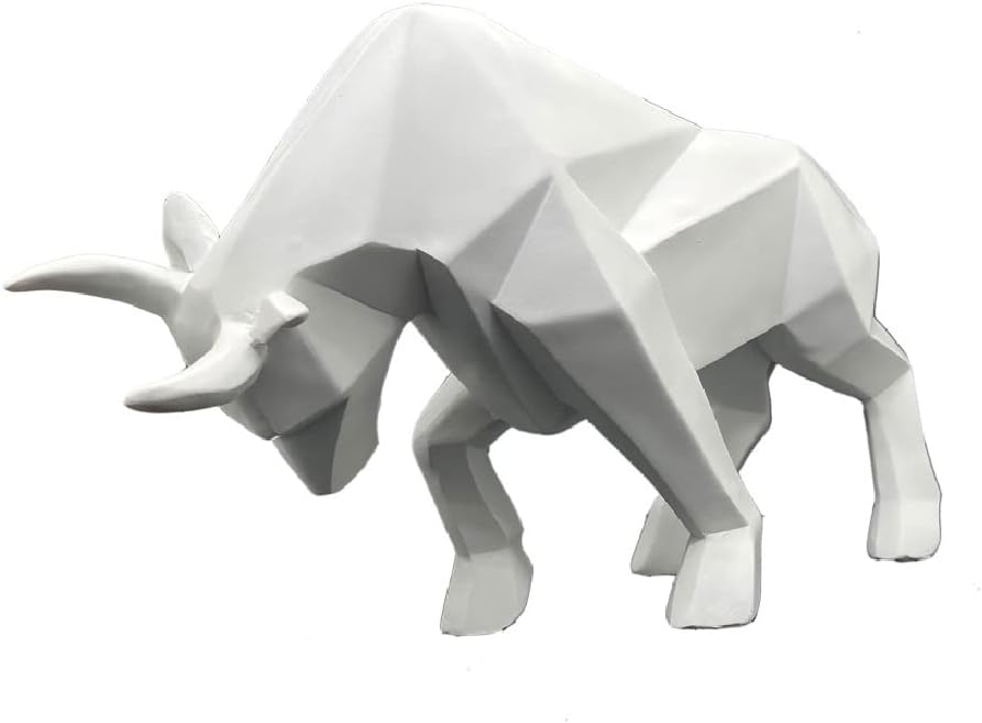 SMRTHMRT Abstract Geometric Sculptures Animals Statues,Collectible Figurines Home Office Tabletop Ornaments (Red Bull)