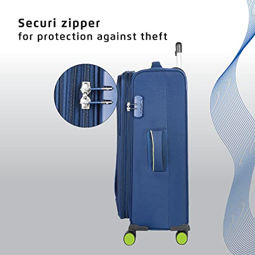 Image of Safari Antitheft Trolley Luggage Bag, Large Size, 8 Wheel Travel Luggage for Men and Women, Check-in Luggage, 81cm, Blue