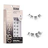 i-ENVY Press&Go 100% Real Mink Self-Adhesive Eyelashes, No Glue Needed 22 False Lash Clusters, 1 Step Press-On Lashes, No Damage or Residue, Reusable & Customizable (Mink Natural)