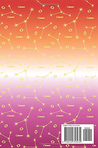 Lesbian Pride Flag Cancer Zodiac Notebook: Blank Lesbian Pride Flag and Cancer Astrology Horoscope C