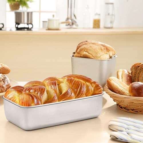 Onader 9 X 5 Inch Loaf Pans Stainless Steel Deep Meatloaf Pan For Baking Bread Set Of 3 thumb #2