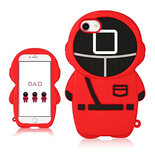 Sjiwkso for iPod Touch 5/6/7 4.0" Case Silicone Cute Cartoon Fun Funny Games Character Design Cool Cover Cases for Girls Boys Men Kids Teen Adult Fashion Unique Red Square for iPod Touch 5/6/7