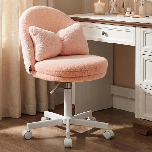 COMHOMA Vanity Chair with Teddy Velvet, Small Tall Armless Chair