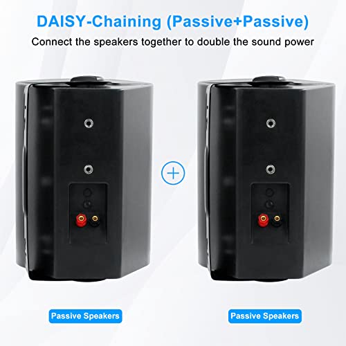 Studiofinix 6.5 Inch Outdoor Speakers Waterproof Wired 400W Wall Mount Speakers Passive, Perfect Use For Indoor, Patio,Covered Deck,Porch,Pool Side (Black) #TOP2