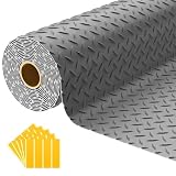 NarwooAuto Tappetino per garage da 2,8 mm x 25 m, rotolo di pavimento in PVC ispessito da 2,8 mm per sotto l'auto, 188 m² con piastra diamantata grigia tappetini per garage, magazzino, cantina