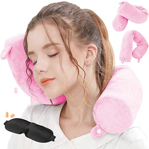 Lucear Twist Memory Foam Travel Pillow Neck, Chin, Lumbar Leg Support Traveling on