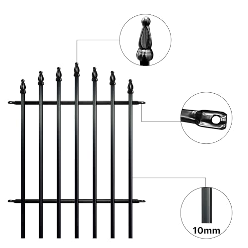 Thealyn Gartenzaun aus Metall, 81 cm H * 61 cm W(5 Panel) rostfreies Eisen, Tierbarriere für Hunde, Landschaftsgrenze, modernes Design und einfache Installation